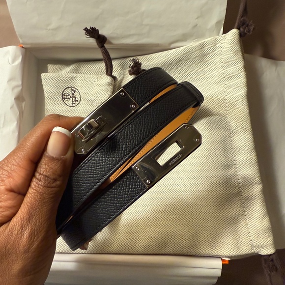 Hermes Kelly 18 Epsom Belt - Black (Noir) with Palladium hardware - Picture 1 of 3